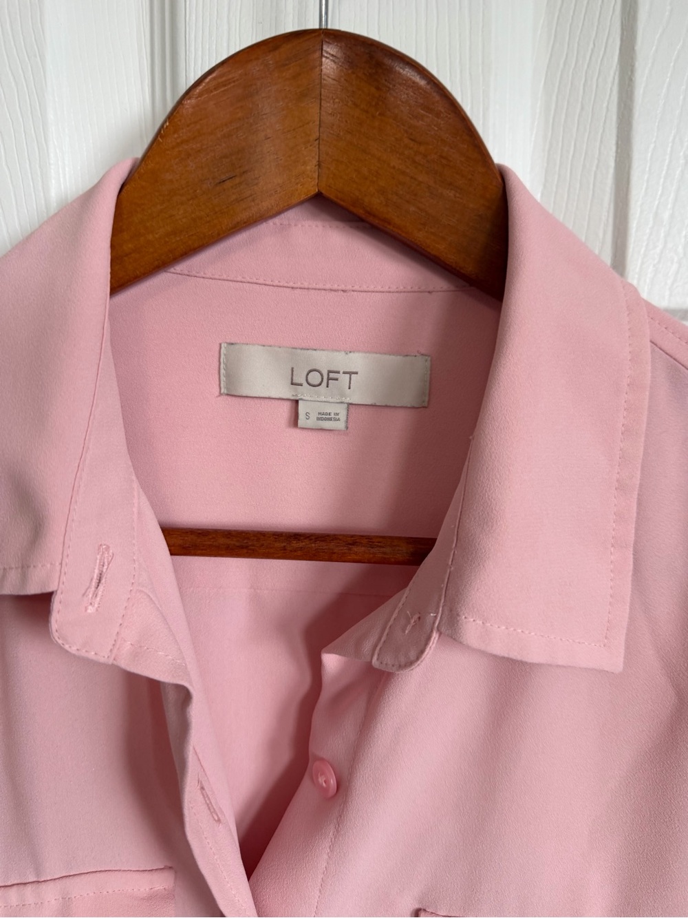 LOFT Pink Button-Up Camp Shirt